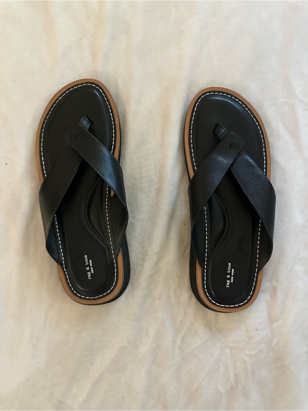 rag & bone Black Ribbed Rubber Slide Sandals